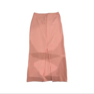 Women's Basic Plain Stretchy Ribbed Knit Split Full Length Skirt